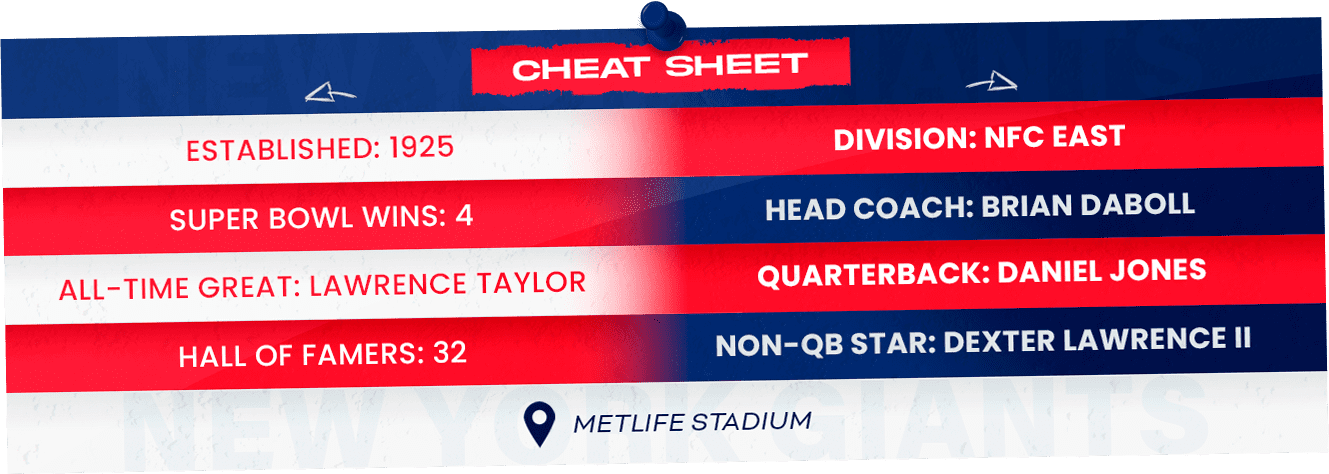 Giants Cheat Sheet